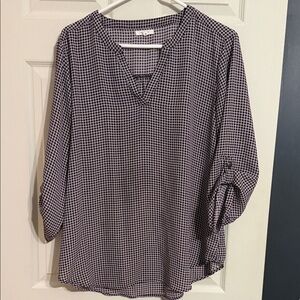 Maurices Black and White Gingham Blouse